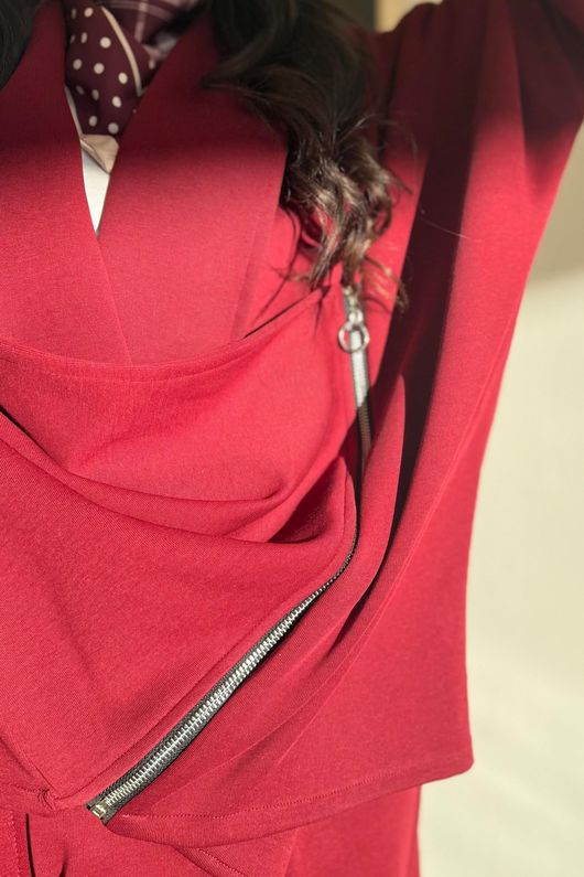 Sola Tech Drape Relaxed Biker Jacket Burgundy